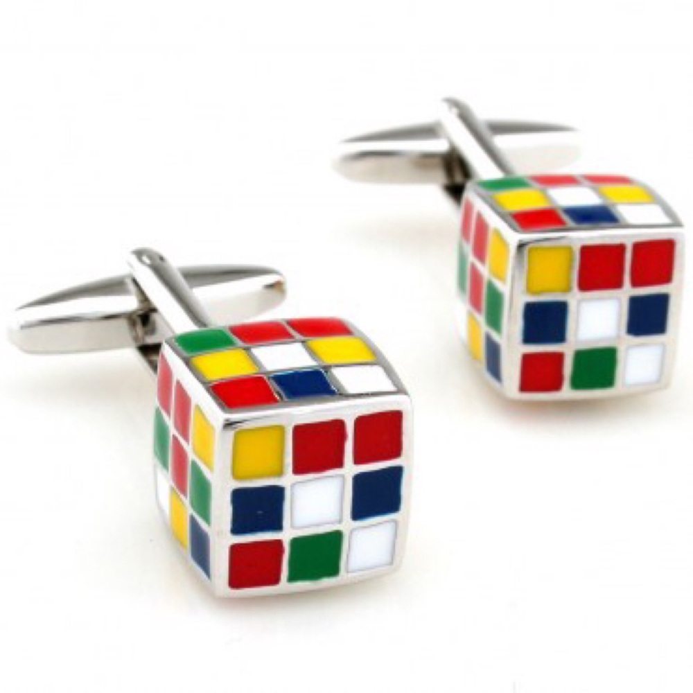 Vintage Colorful Rubix Cube Cufflinks - Picture 3 of 16
